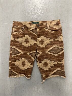 Lauren Ralph Lauren Brown Aztec-Print Cut-Off Jean Shorts Women’s 10